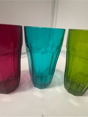 Set of 3 Colored Acrylic Tumblers - Teal, Magenta, Lime
